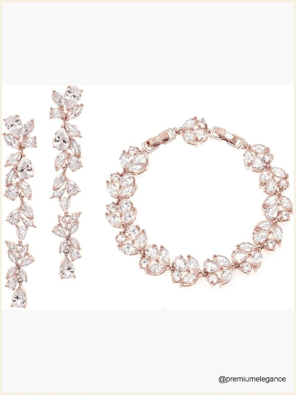 Bridal Jewelry Set - Teardrop Earrings & Tennis Bracelet, Cubic Zirconia